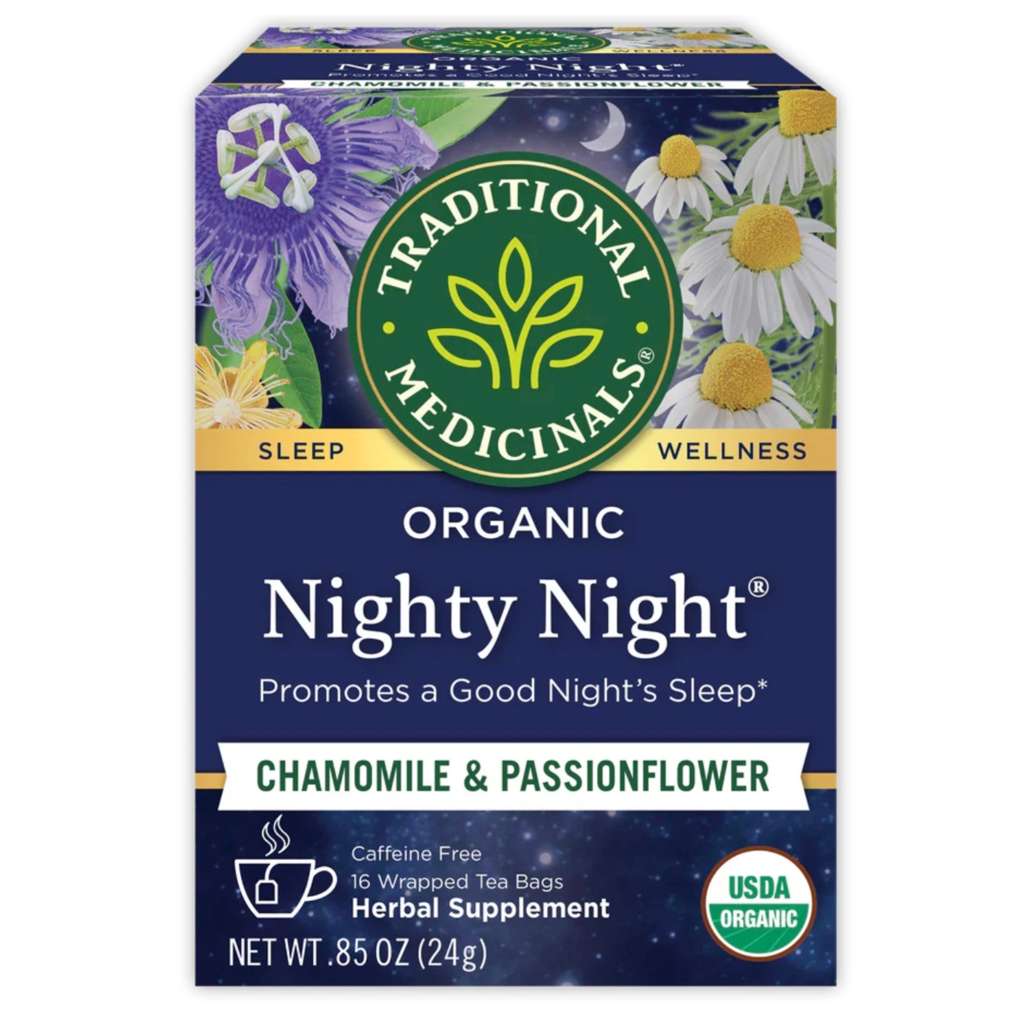 Traditional Medicinals Organic Nighty Night 有機晚安花茶洋甘菊西番蓮無咖啡因16包
