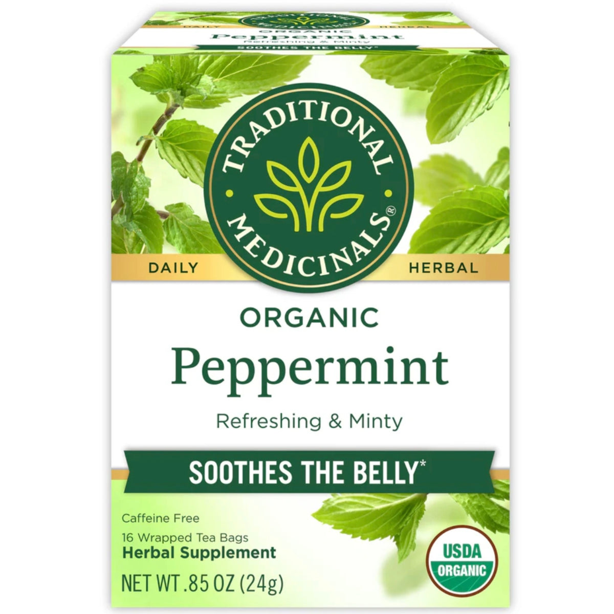 Traditional Medicinals 有機薄荷花茶 16包｜Organic Peppermint Tea｜無咖啡因
