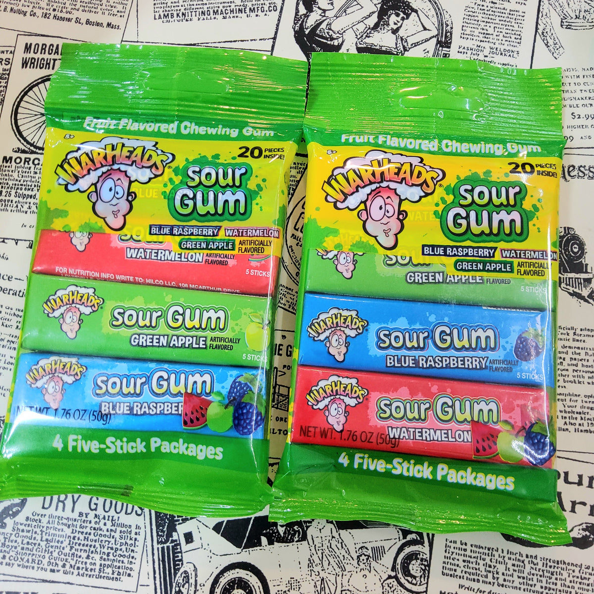 WARHEADS Sour Gum｜西瓜青蘋果藍莓三款水果口味｜超酸口香糖
