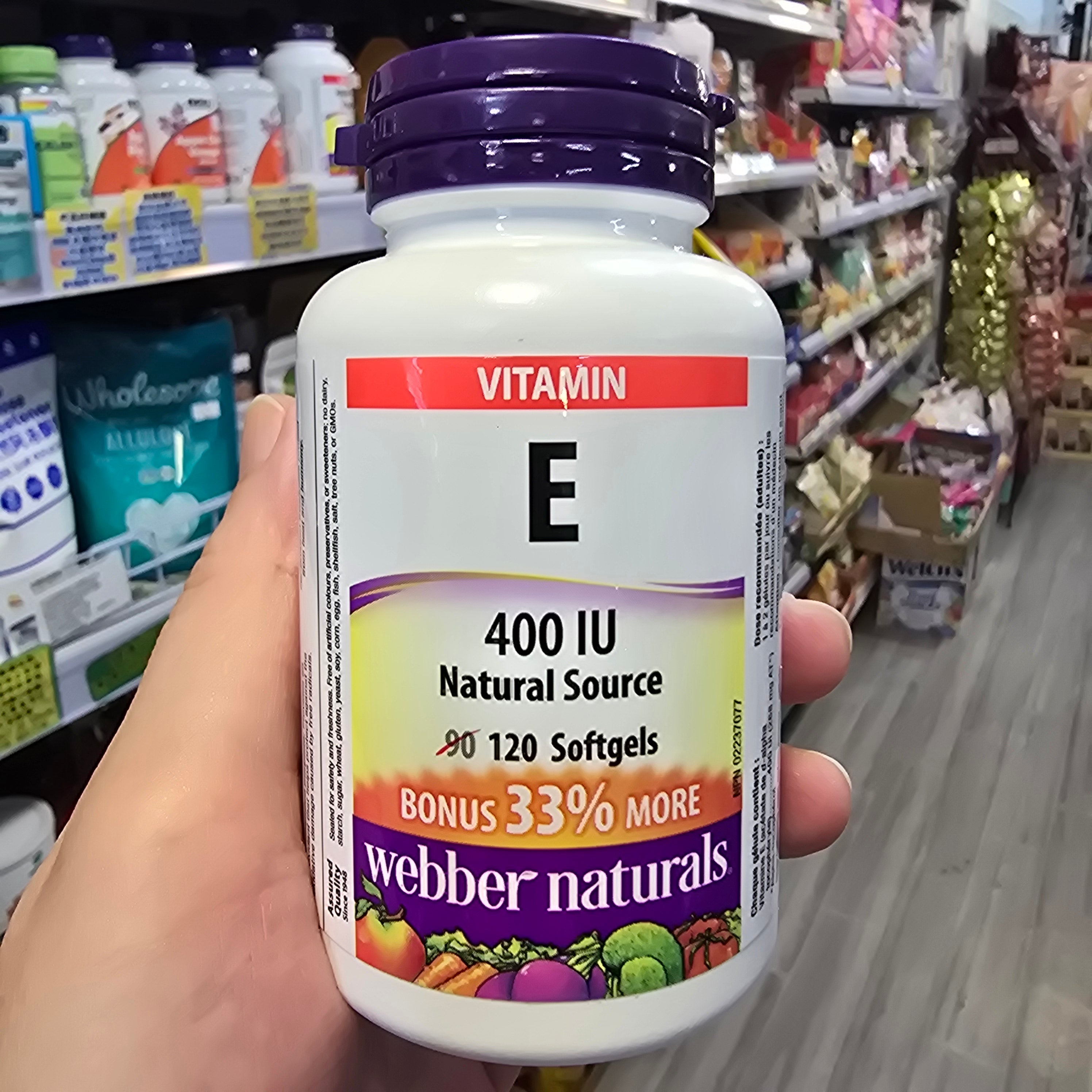 Webber Naturals 維他命E 400 IU 120粒天然來源 Vitamin E 軟膠囊
