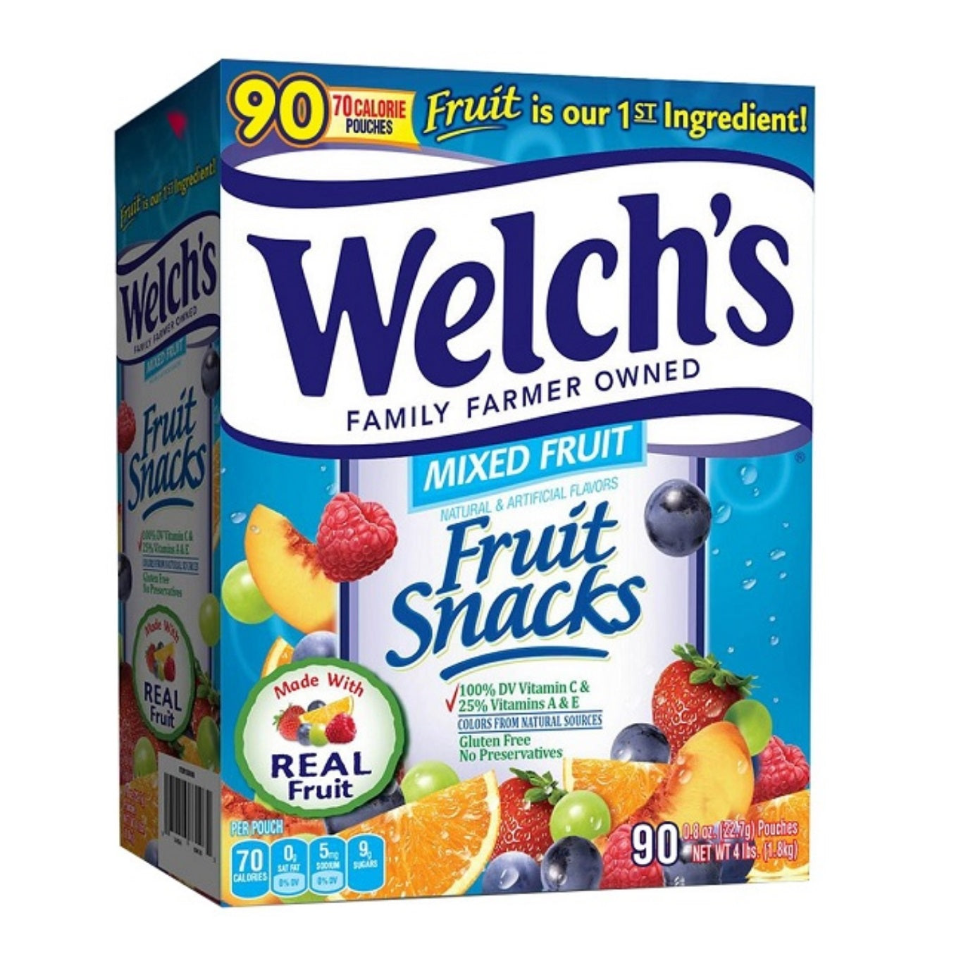 Welch's Fruit Snacks, Gluten Free (90 packs) 無麩質, 無防腐劑, 威路氏水果汁軟糖 (90包獨立包裝)