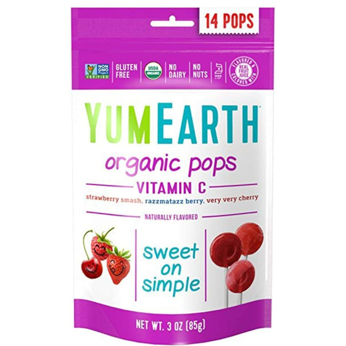 YumEarth 有機維生素C棒棒糖14枝｜Organic Vitamin C Lollipops｜無麩質
