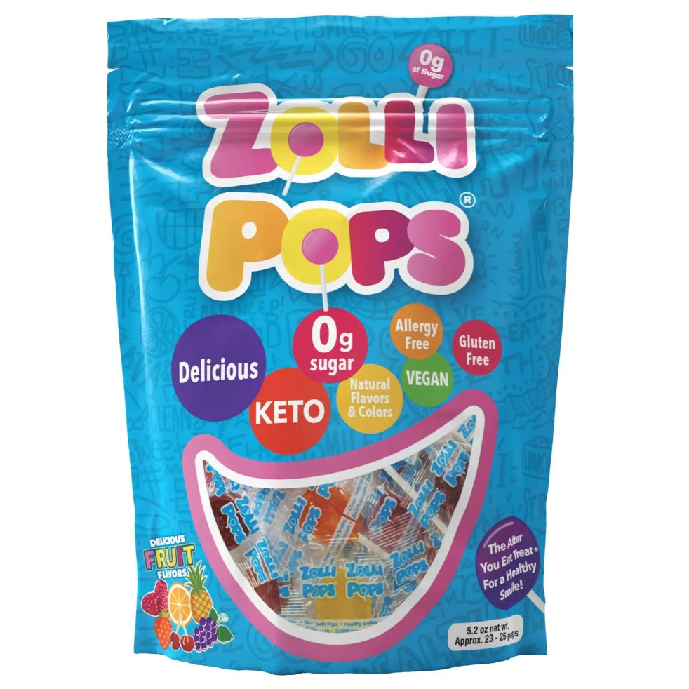 美國製 Zolli Pops 無糖潔齒棒棒糖 綜合水果口味 147g