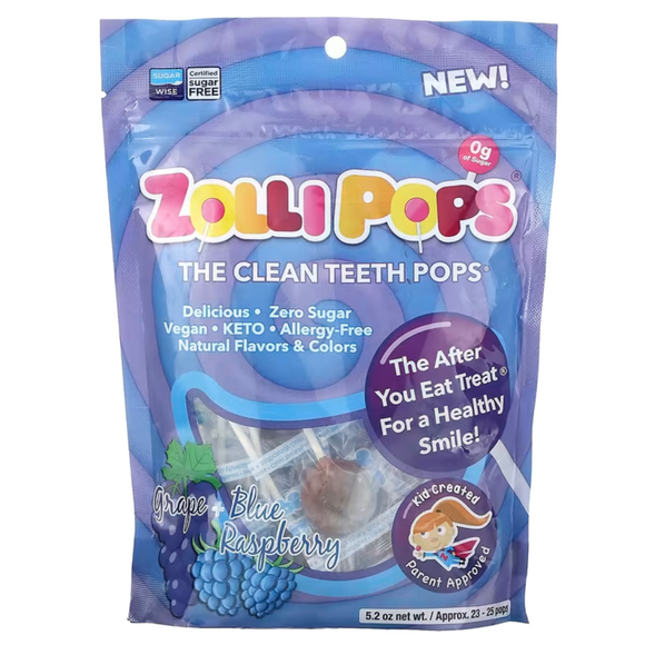 Zolli Pops 無糖潔齒棒棒糖 提子覆盆子口味147g