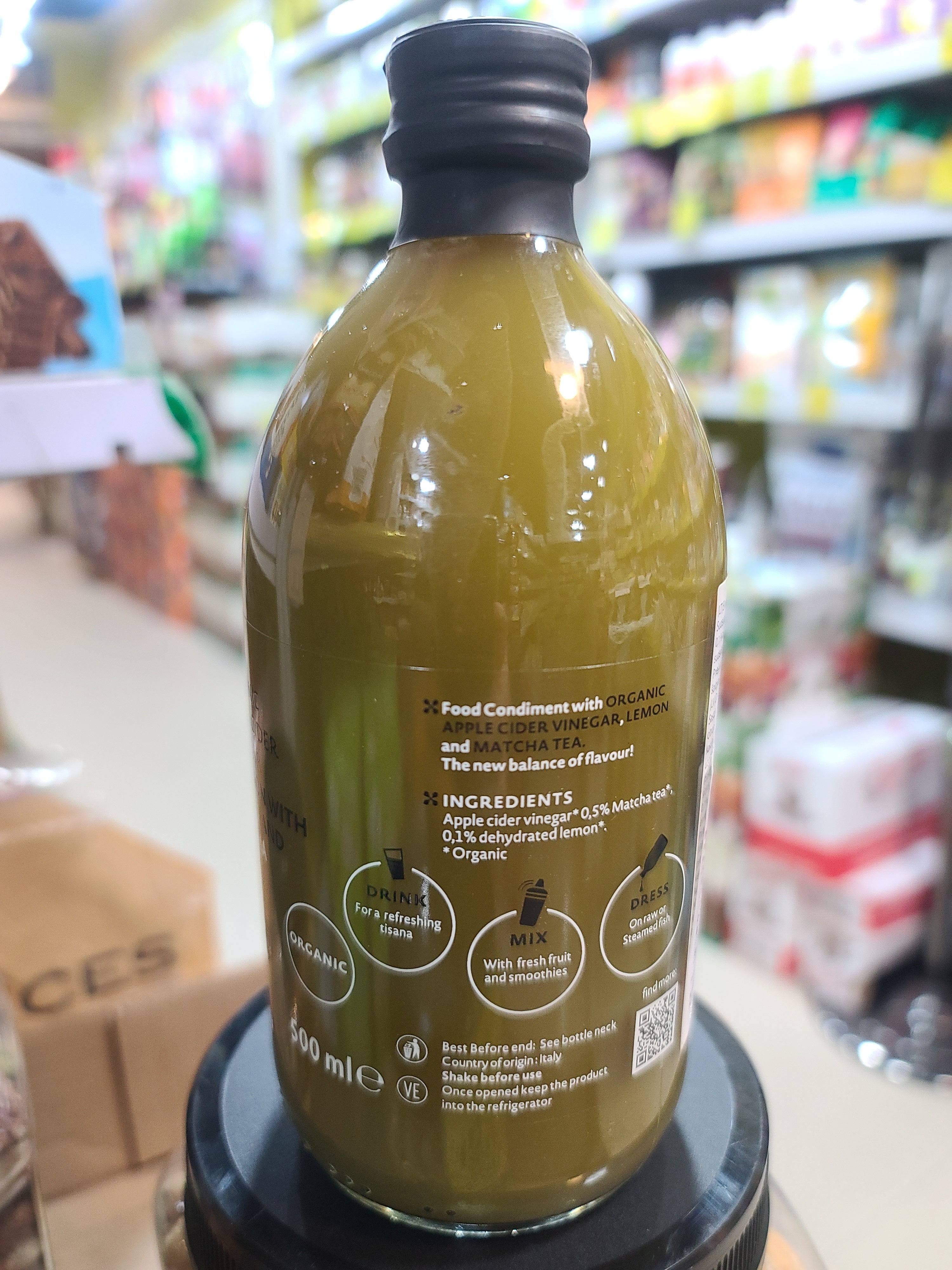 Deto有機天然無過濾檸檬抹茶蘋果醋 500ml (ch)