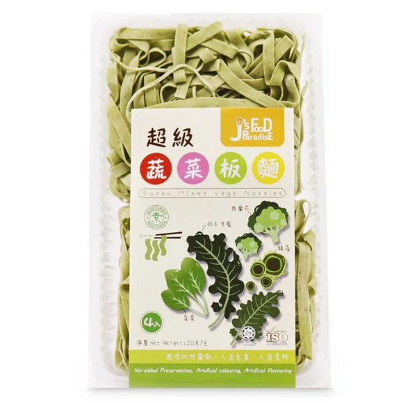 Jfoods 超級蔬菜坂麵 (菠菜,西蘭花,綠藻,羽衣甘藍) 250g