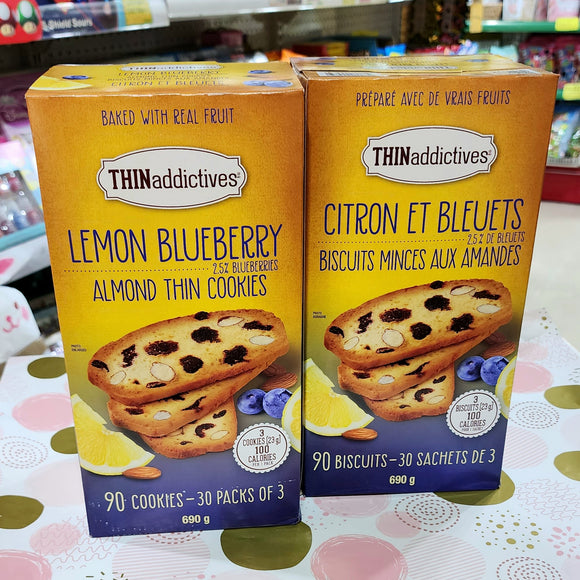 加拿大 THINaddictives 藍莓檸杏仁薄脆餅乾 (30包裝)