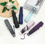 簡約輕量UV晴雨傘,快乾布,有黑膠底,天藍色
