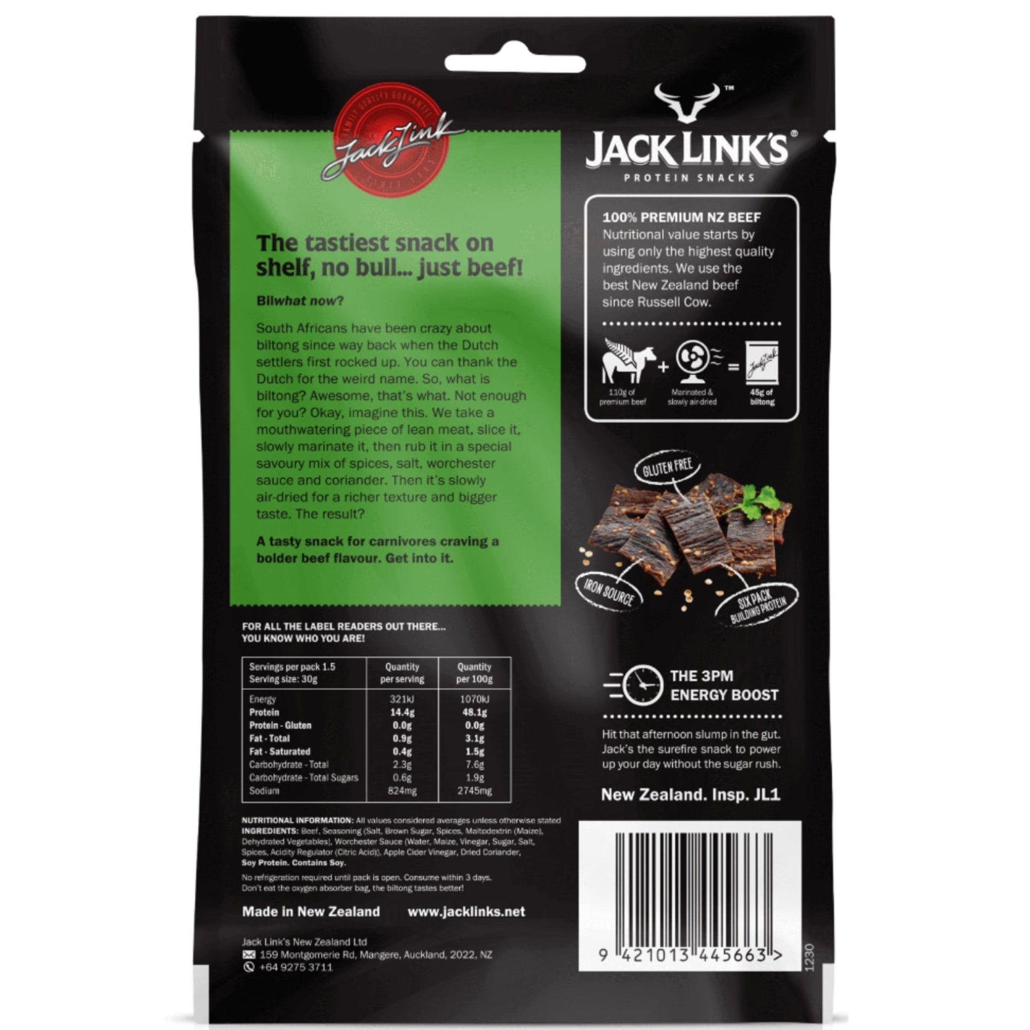 紐西蘭Jack Link's Biltong Beef Snacks - Traditional Biltong 45g