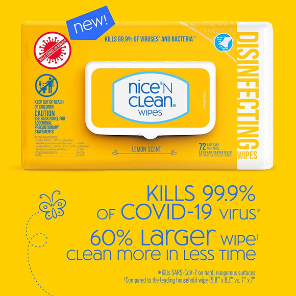 美國Nice 'N Clean家居清潔消毒濕紙巾(大張裝) 凹凸表面 72張