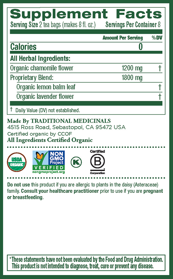 Traditional Medicinals 有機,無咖啡因,薰衣草洋甘菊花茶 (舒緩神經,緩解緊張) (16包獨立裝)