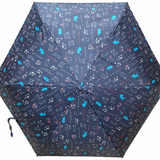 可愛猫咪輕量UV晴雨傘,快乾布,有黑膠底,深藍色