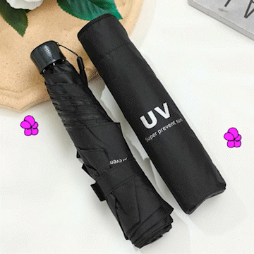 簡約輕量UV晴雨傘,快乾布,有黑膠底,黑色