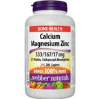 Webber Naturals 強效吸收鈣鎂鋅片200粒｜Calcium Magnesium Zinc補充品

