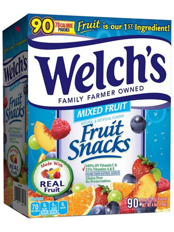 Welch's Fruit Snacks, Gluten Free (90 packs) 無麩質, 無防腐劑, 威路氏水果汁軟糖 (90包獨立包裝)